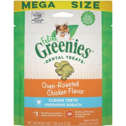 Greenies Feline Natural Dental Treats Oven Roasted Chicken Flavor