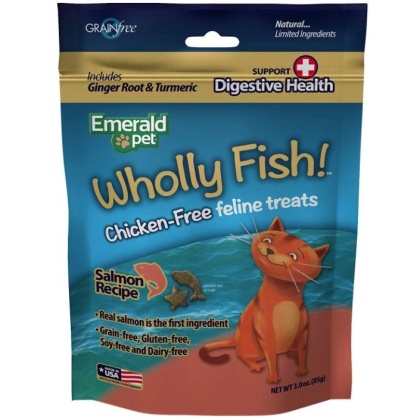 Emerald Pet Wholly Fish! Digestive Health Cat Treats Salmon Recipe