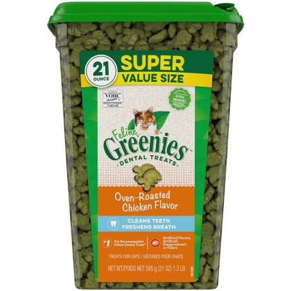 Greenies Feline Natural Dental Treats Oven Roasted Chicken Flavor