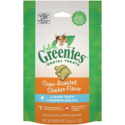 Greenies Feline Natural Dental Treats Oven Roasted Chicken Flavor