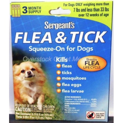 Sergeants Flea and Tick Squeeze-On Dog 33lb and Under