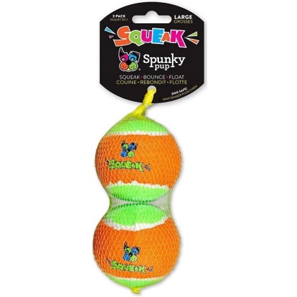 Spunky Pup Squeak Tennis Balls Dog Toy