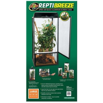 Zoo Med Reptibreeze Open Air Aluminum Screen Cage - Black